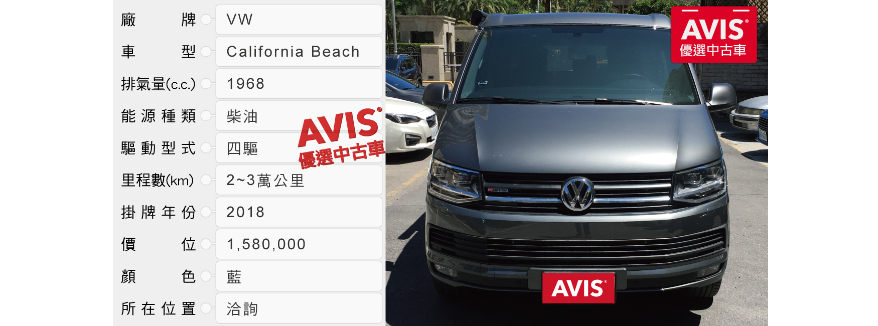Vw California Beach Br 18 出廠 Br 預計3 月初開始販售 Avis安維斯租車